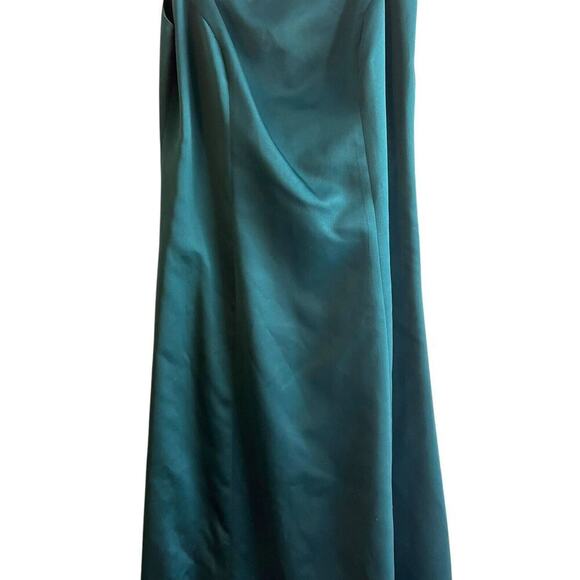 Vintage Masliyah Nusbaum Satin Turquoise Gown Evening Dress Formal Strapless - Picture 3 of 10